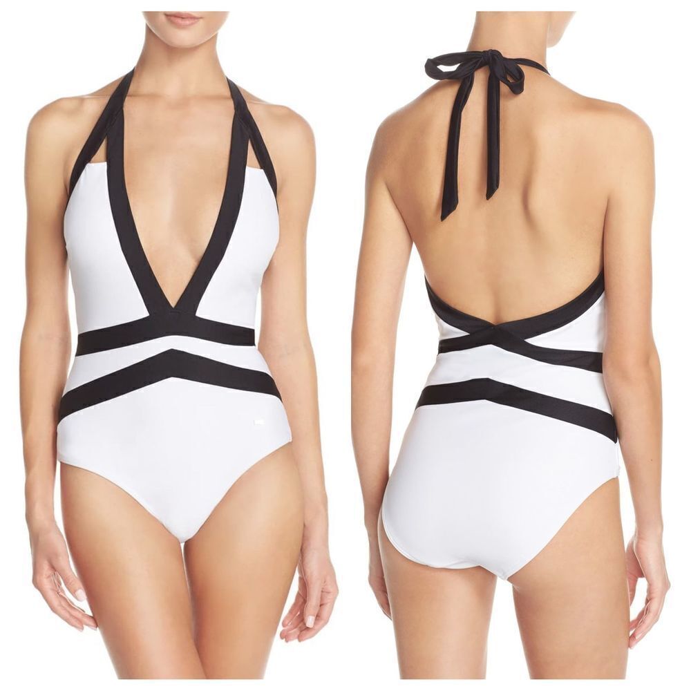 TED Baker Ralinda Halter One-Piece Swimsuit Sz 12